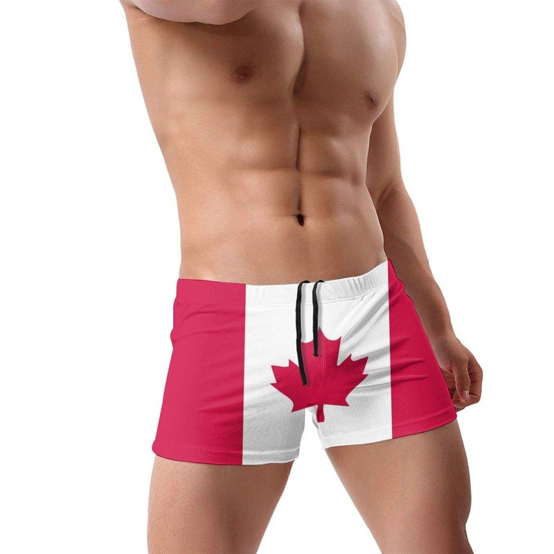 SAPOY Canadian Flag Men Swimwear Swimsuits Surf Board Boxer Shorts Trunks Black - Image 3